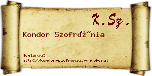 Kondor Szofrónia névjegykártya